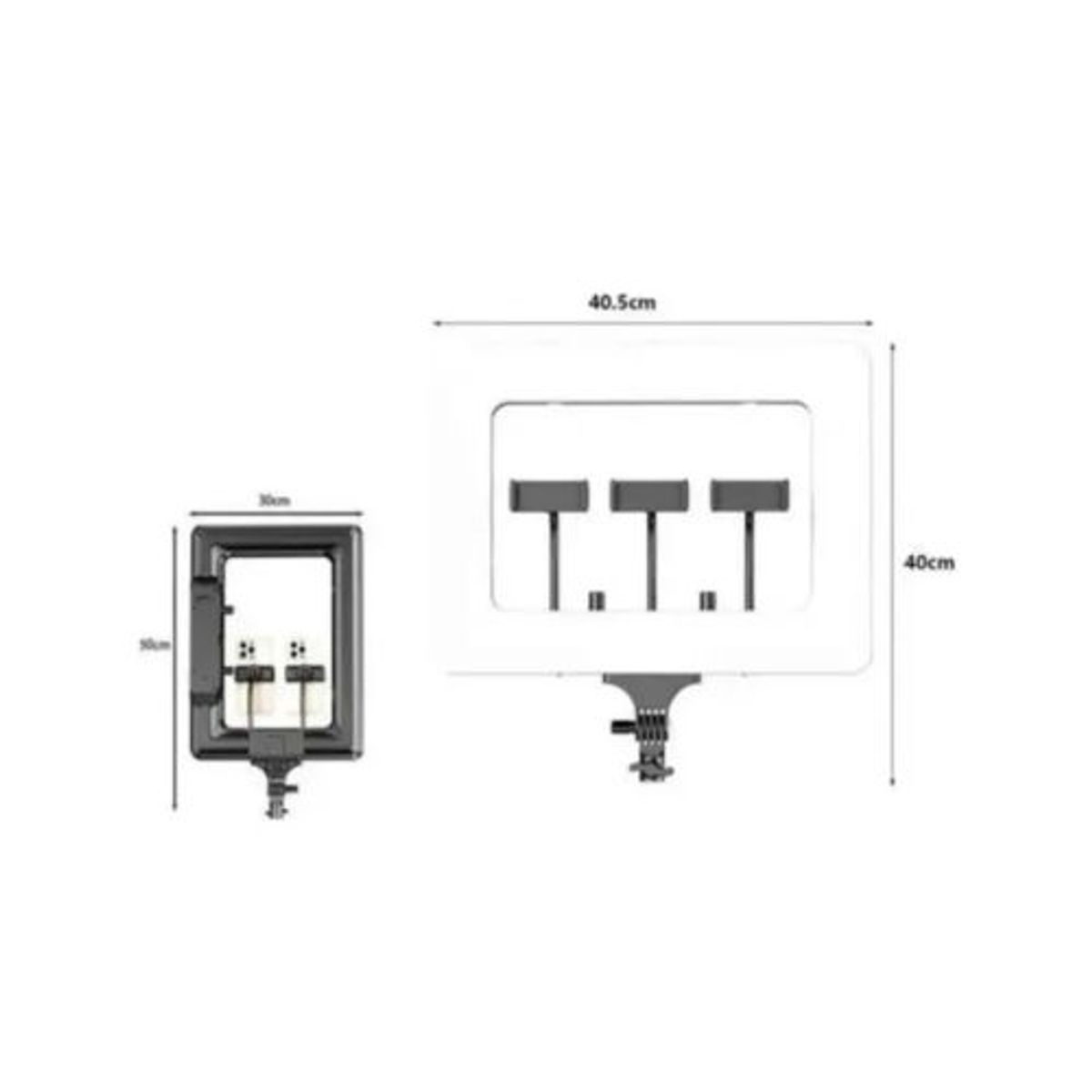 GENERICO - Aro De Luz Rectangular Para 3 Celulares Y Control R Blanco Led