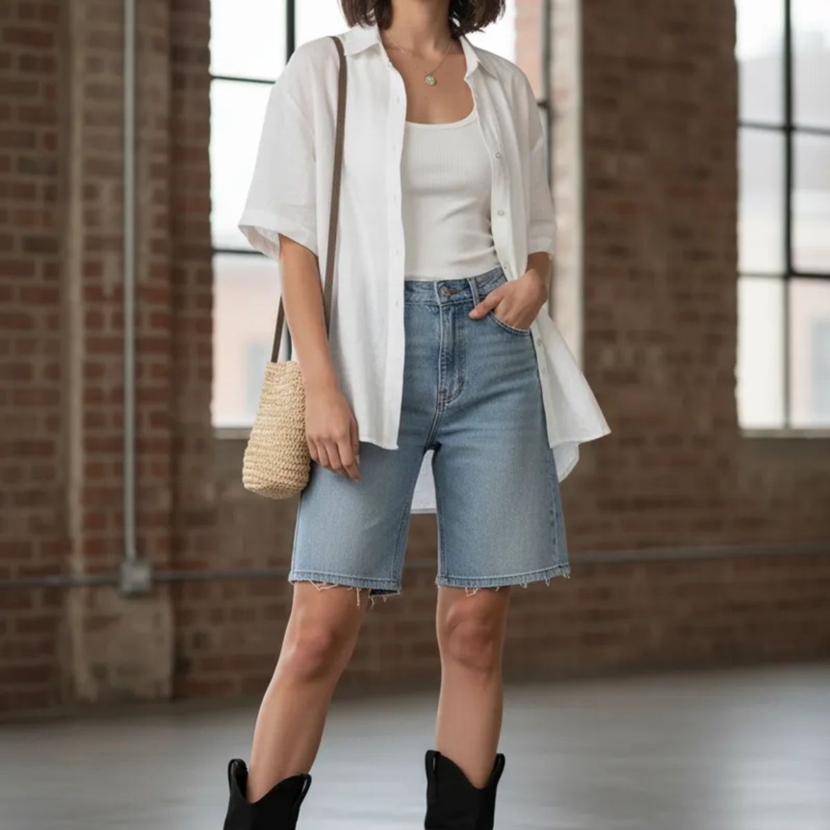 BOVINITA - Bota Mujer Texano Negra Cowboy Caña Media Punta Fina Texana