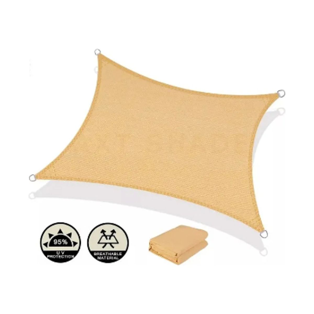 GENERICO - Toldo Vela Sombra Rectangular 2X3 Mts Beige