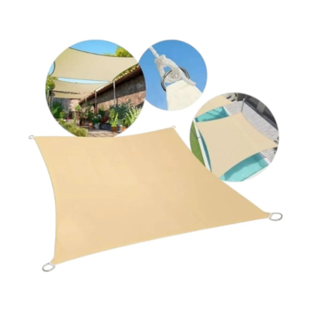 GENERICO - Toldo Vela Sombra Rectangular 2X3 Mts Beige