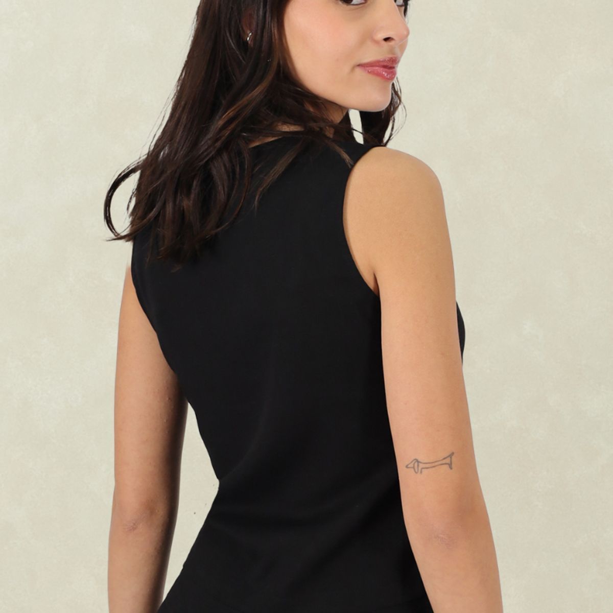 TENTATION - Gilet Lino Viscosa Black Tentation