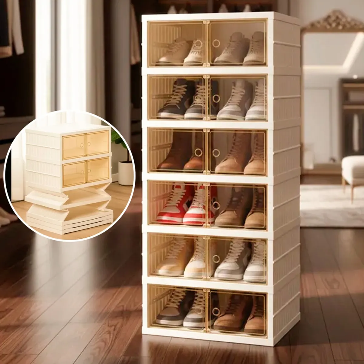 HOMEBRANDT - Mueble Zapatero Plegable Organizador 6 Niveles 12 Zapatos