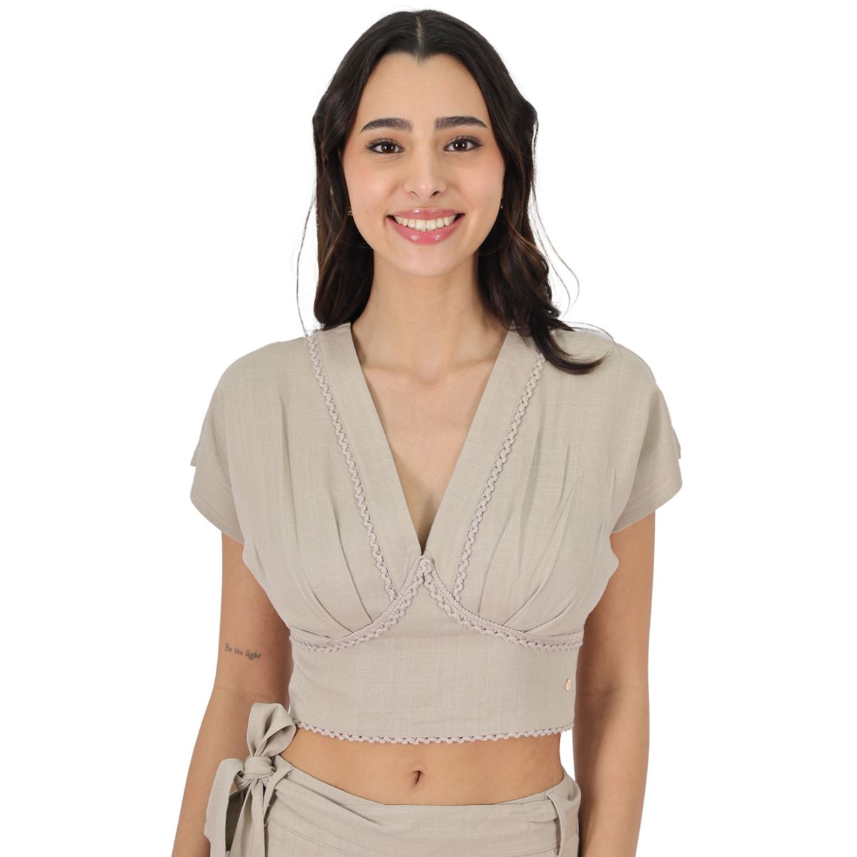 TENTATION - Peto Lino Broderie Beige Tentation