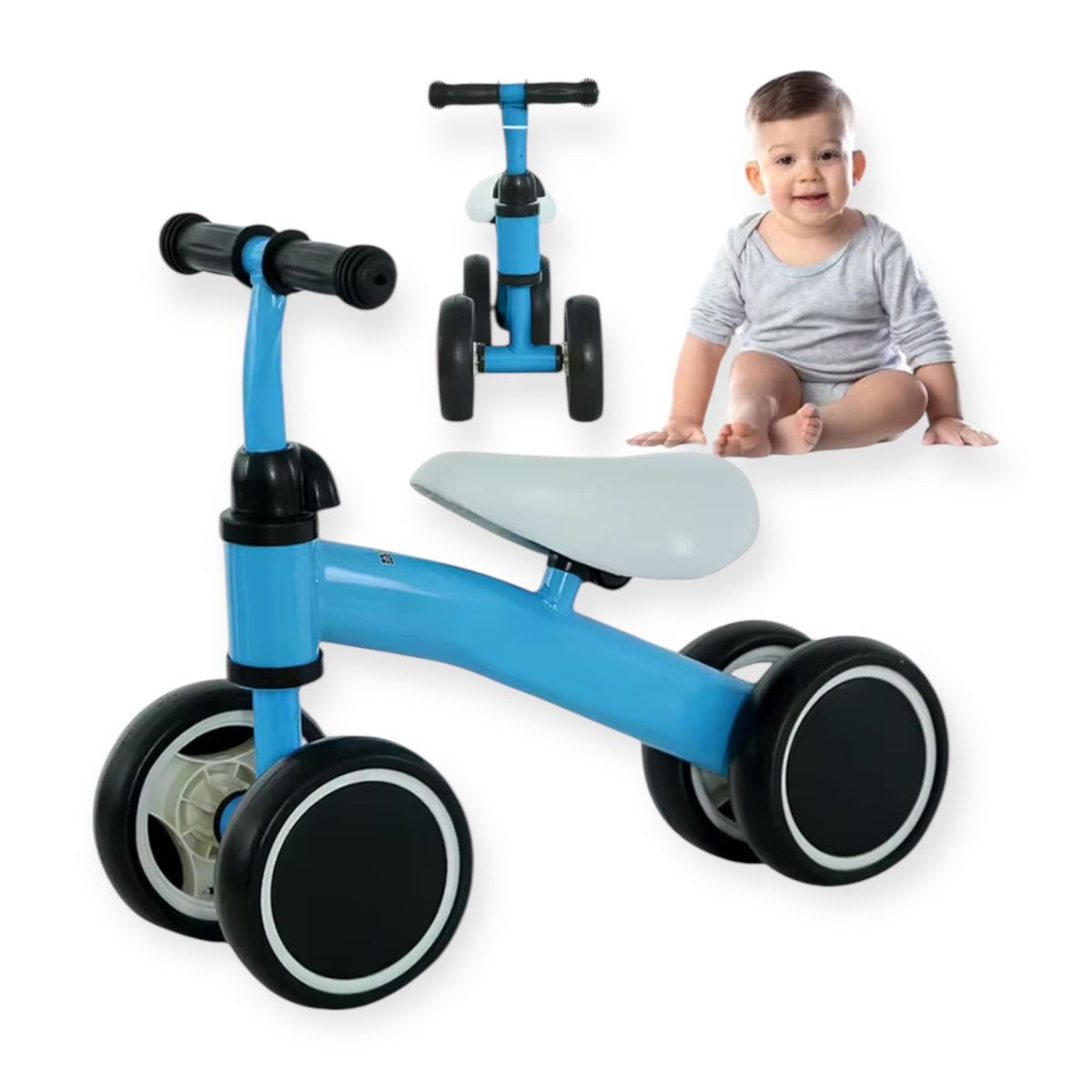 GENERICO - Triciclo Infantil Afrendizaje Equilibrio Niños Corre Pasillos Celeste