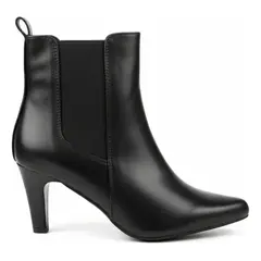 BOVINITA - Botín Mujer Negro Taco Alto Punta Fina Elasticada Casual