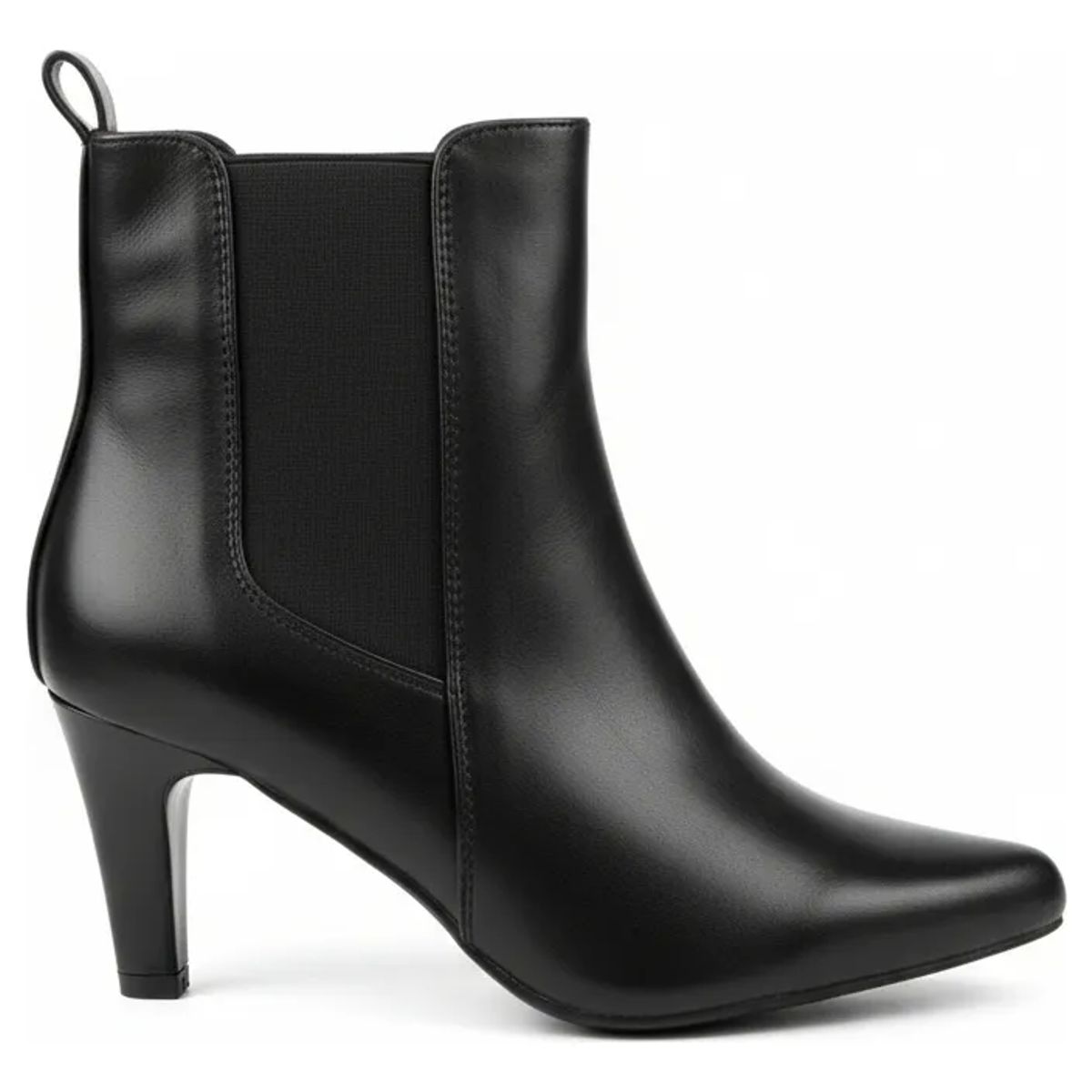 BOVINITA - Botín Mujer Negro Taco Alto Punta Fina Elasticada Casual