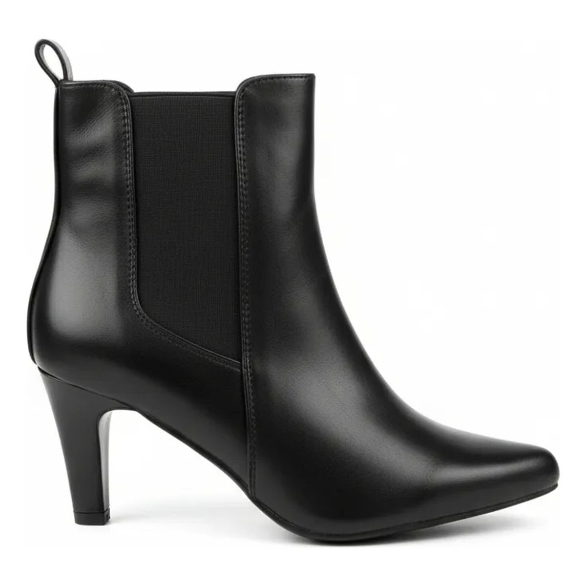 BOVINITA - Botín Mujer Negro Taco Alto Punta Fina Elasticada Casual