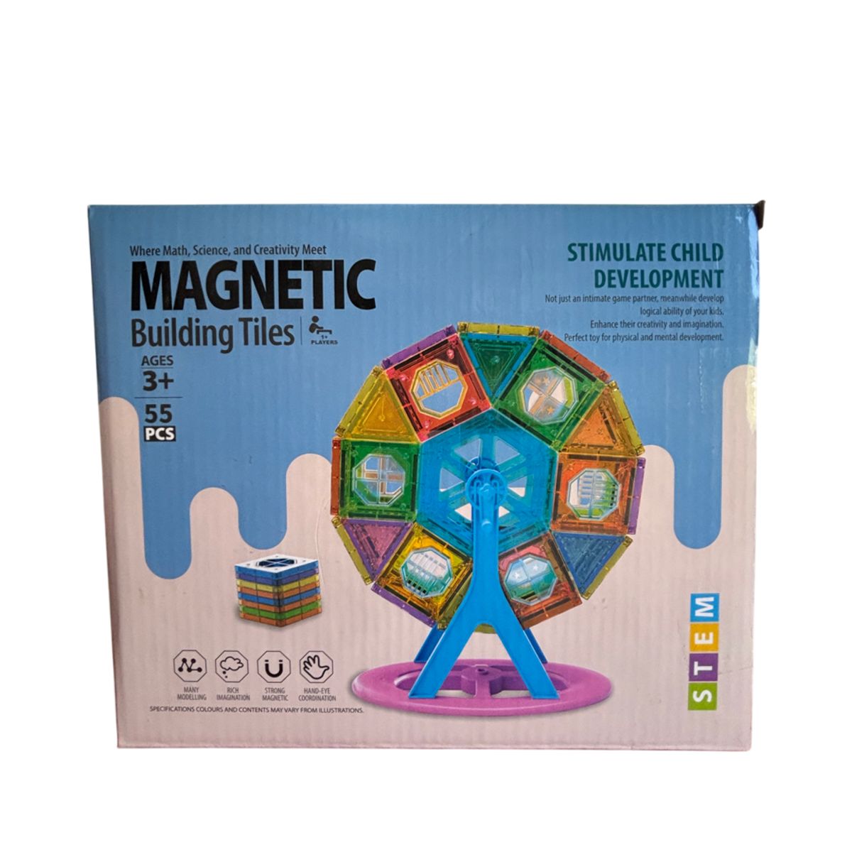 GENERICO - Bloques Magnéticos Para Construir 55 Piezas Ruleta