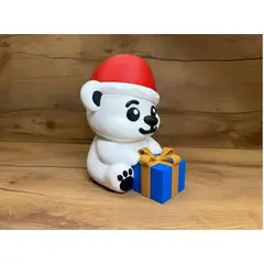 GENERICO - Figura navideña- Oso de Navidad con Regalo