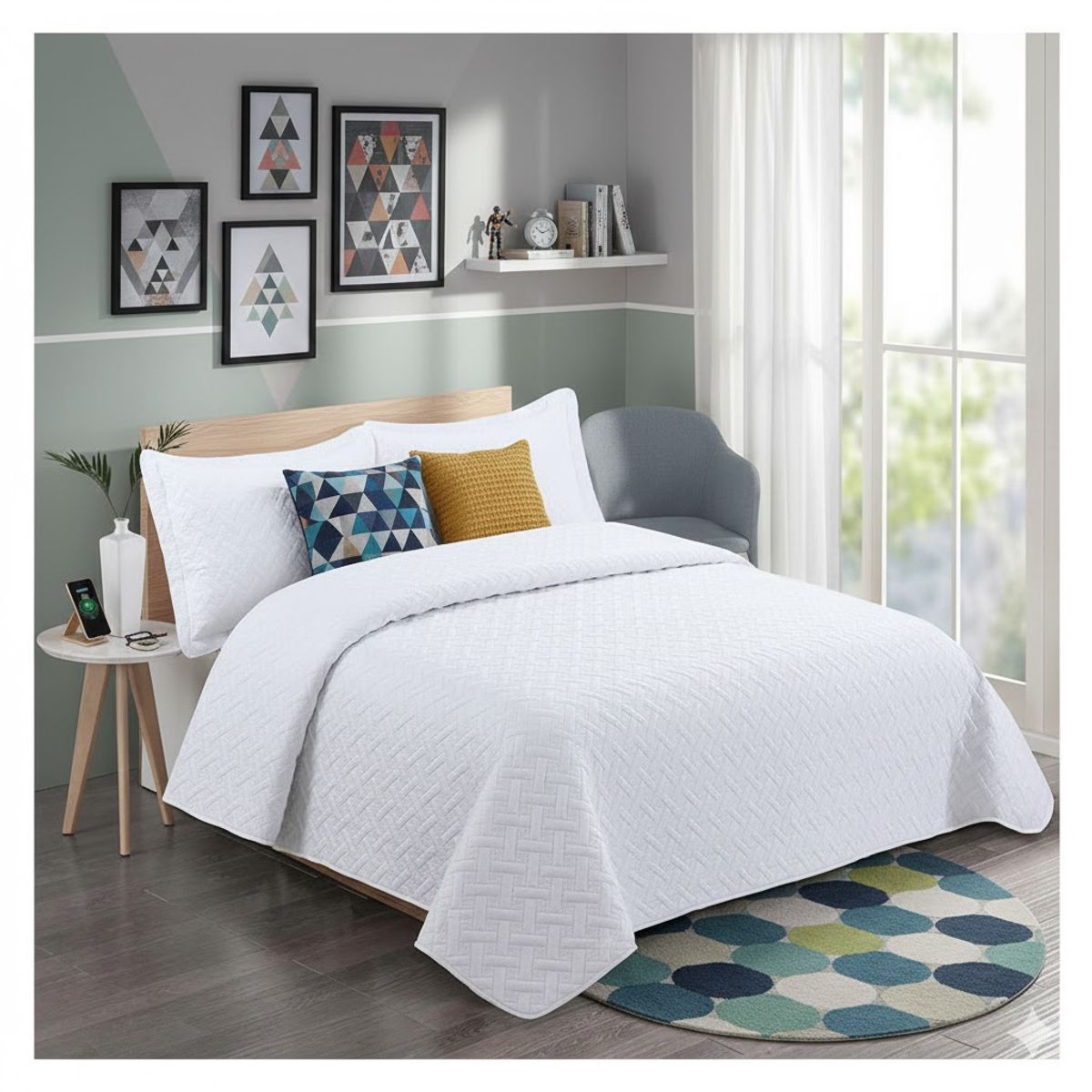 GENERICO - CUBRECAMA QUILT DE VERANO DELGADO CON RELIEVE UNICOLOR 1.5 PLAZA 180cm X 230cm GS