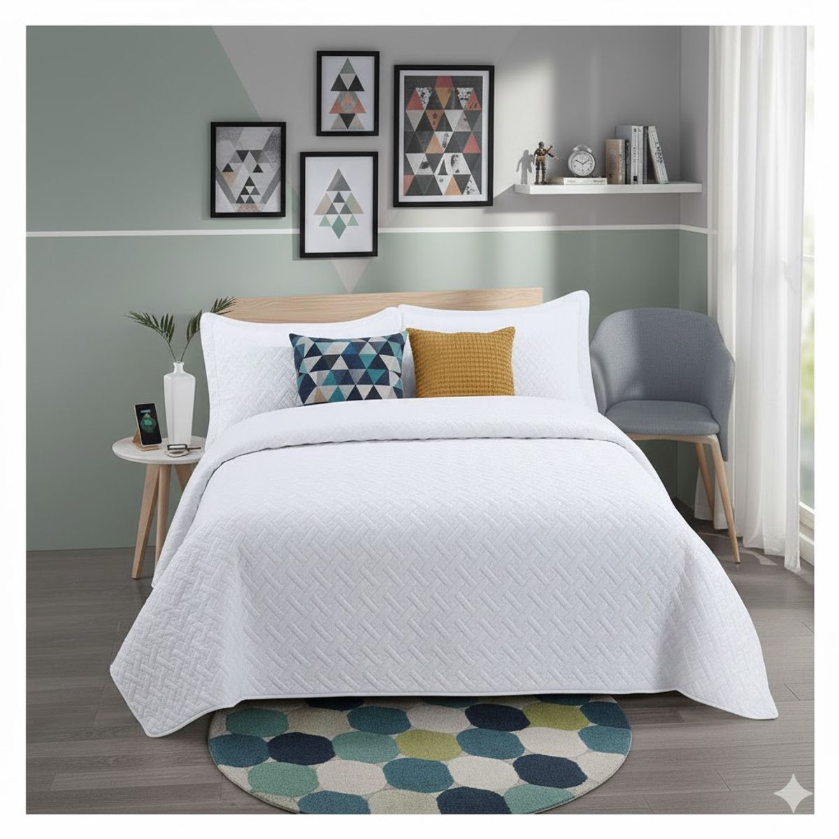 GENERICO - CUBRECAMA QUILT DE VERANO DELGADO CON RELIEVE UNICOLOR 1.5 PLAZA 180cm X 230cm GS