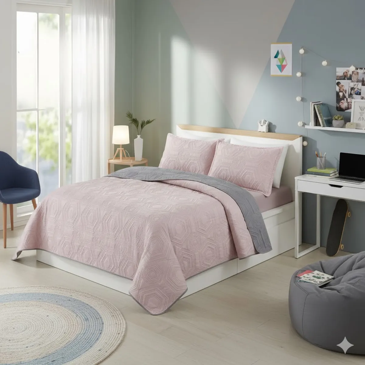 GENERICO - CUBRECAMA QUILT DE VERANO DELGADO CON RELIEVE UNICOLOR PALO ROSA 1.5 PLAZA 180cm X 230cm GS