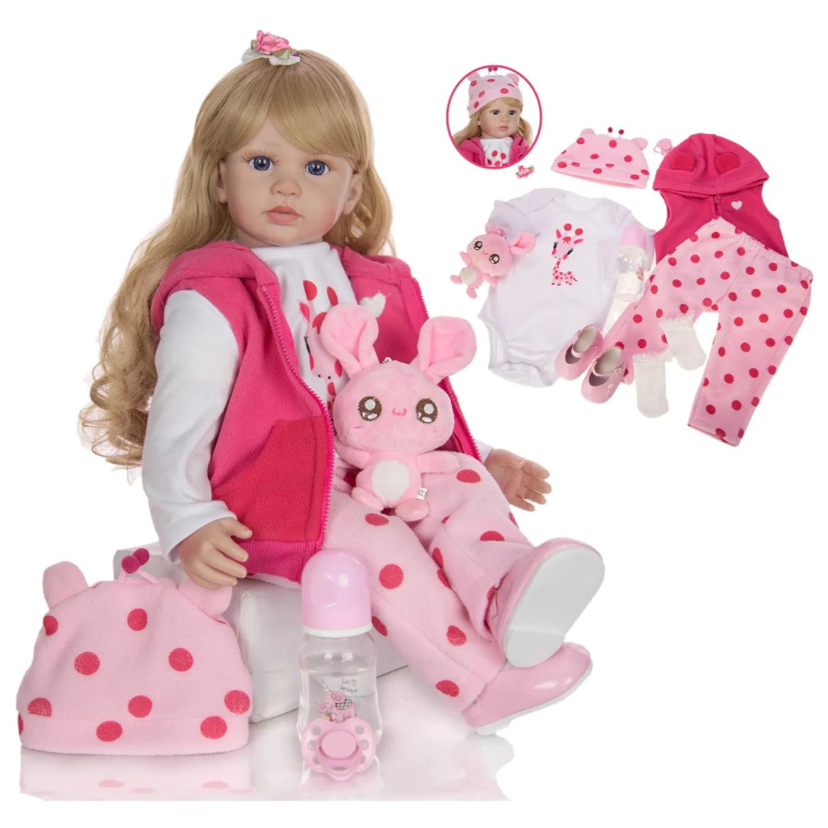 GENERICO - MUÑECAS REBORN REALISTA SILICONA 60 cms