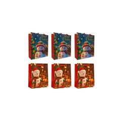 GENERICO - X6 Bolsa De Regalo Navidad Bolsa Navideña 26x18x10cm M Rojo Muñeco Solo Muñeco Reno Regalo