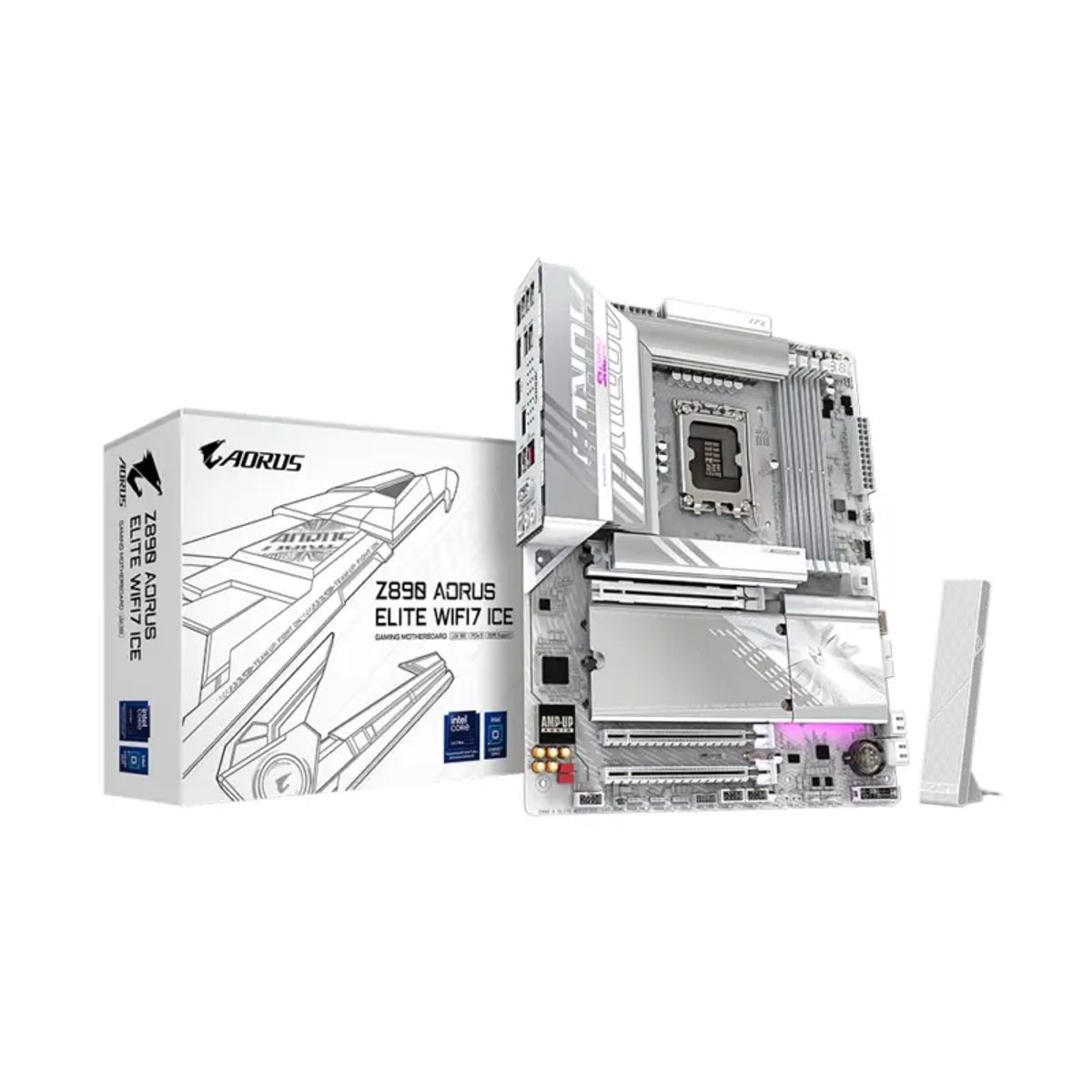 AORUS - Placa Madre Z890 Aorus Elite Wifi 7 Ice, LGA1851, DDR5, ATX