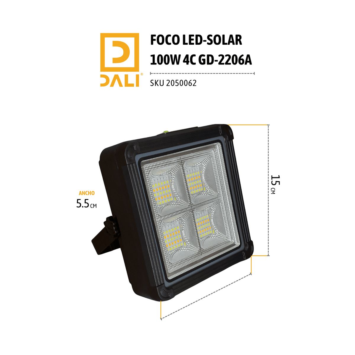 DALI - Foco LED Solar Portátil 100W 4C HD-2206A con Panel Solar