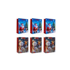 GENERICO - X6 Bolsa De Regalo Navidad Bolsa Navideña 26x18x10cm M Azulrojo Pascuero Pino Muñeco Reno Estrella