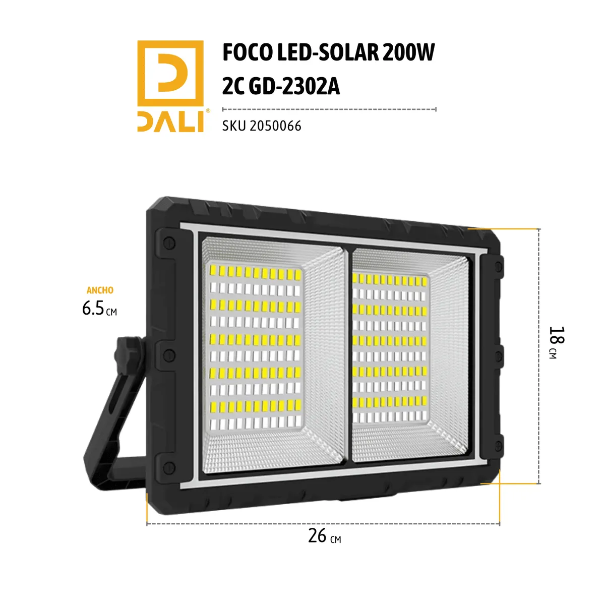Foco Reflector LED Solar Portátil 200W GD-2302A con Panel  Desmontable, marca DALI - Foto 2