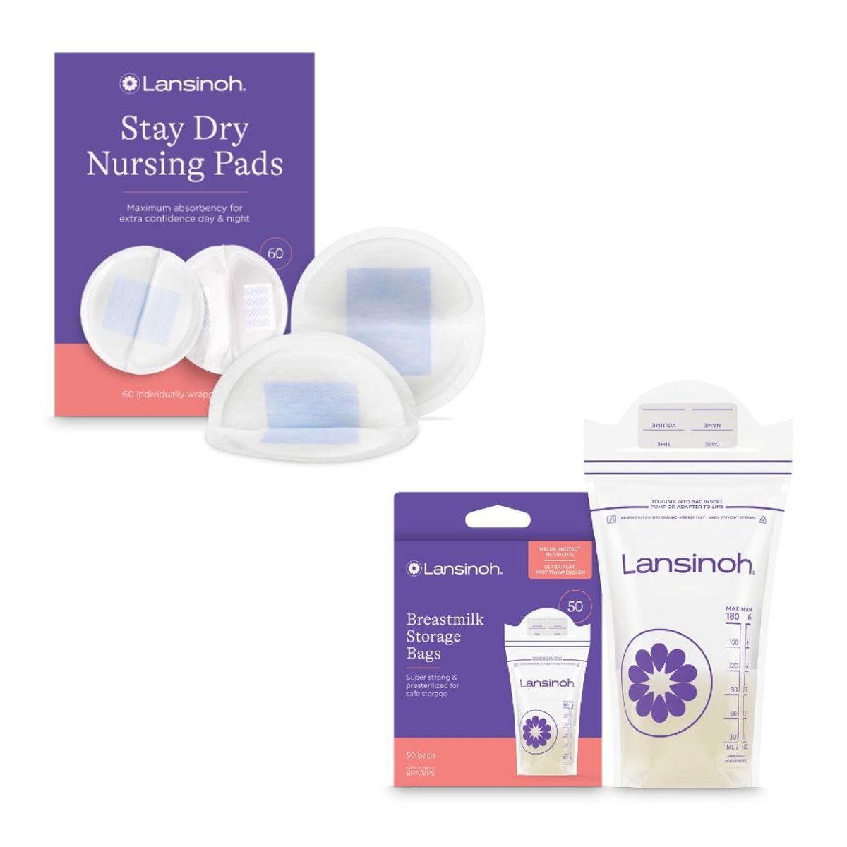 LANSINOH - Pack Lansinoh bolsas almacenamiento + absorbentes de leche