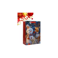 GENERICO - Bolsa De Regalo Navidad Bolsa Navideña 26x18x10cm Bolsa M Rojo 3 Muñeco / Reno Estrella