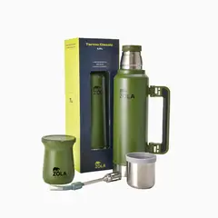 ZOLA OUTDOORS - Set de Mate Vaso + Bombilla + Termo 1300Ml VERDE