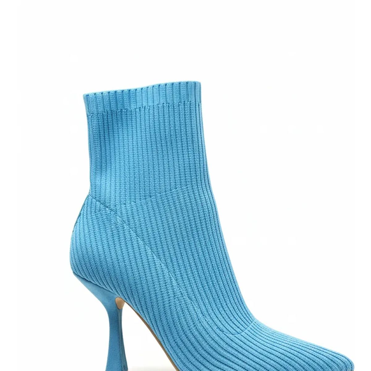 BOVINITA - Botín Mujer Calcetín Taco Alto Punta Fina Celeste Elasticado