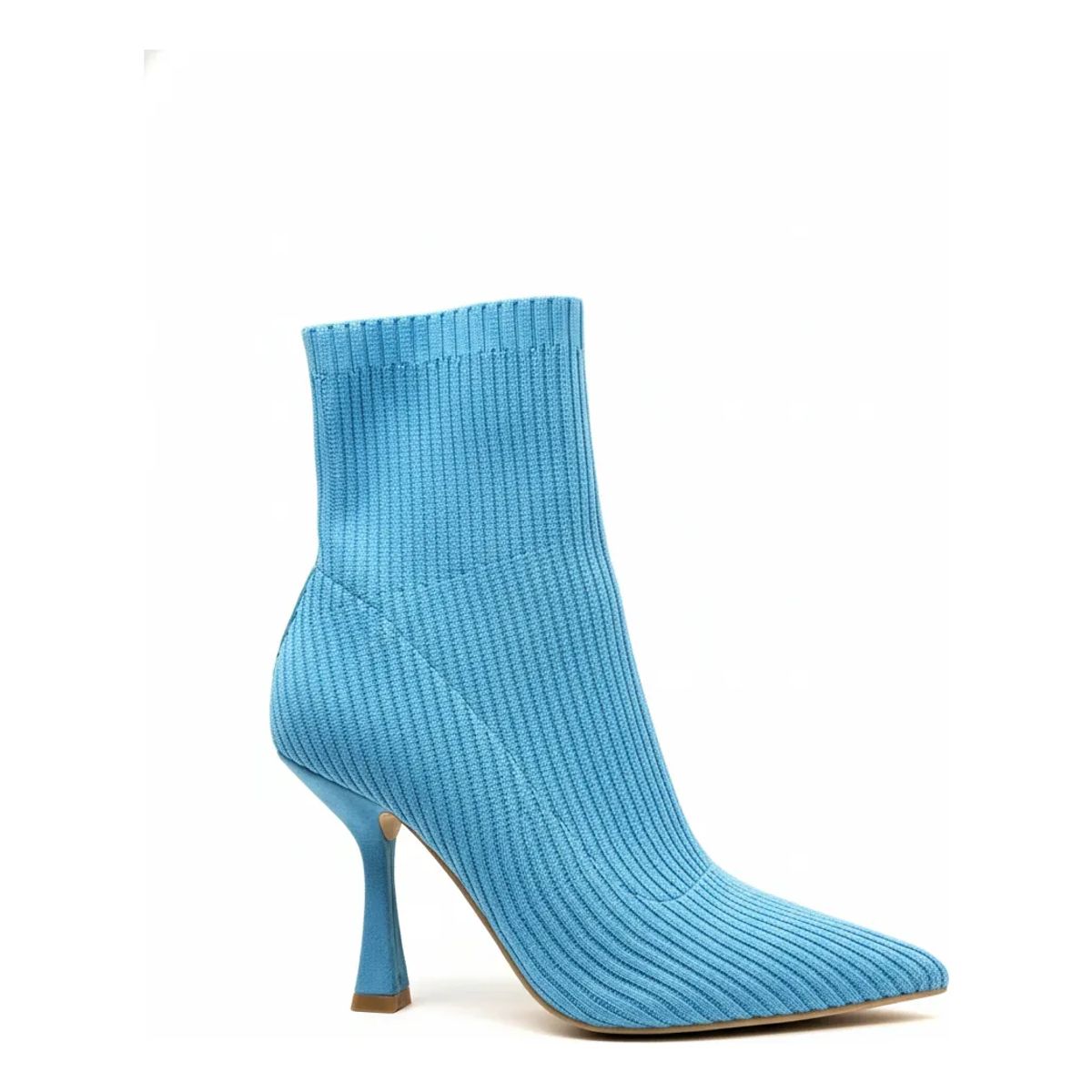 BOVINITA - Botín Mujer Calcetín Taco Alto Punta Fina Celeste Elasticado