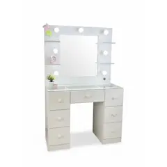 GENERICO - TOCADOR CON LUCES ESTILO HOLLYWOOD CREAFAVA, CON 7 CAJONES 100 CM