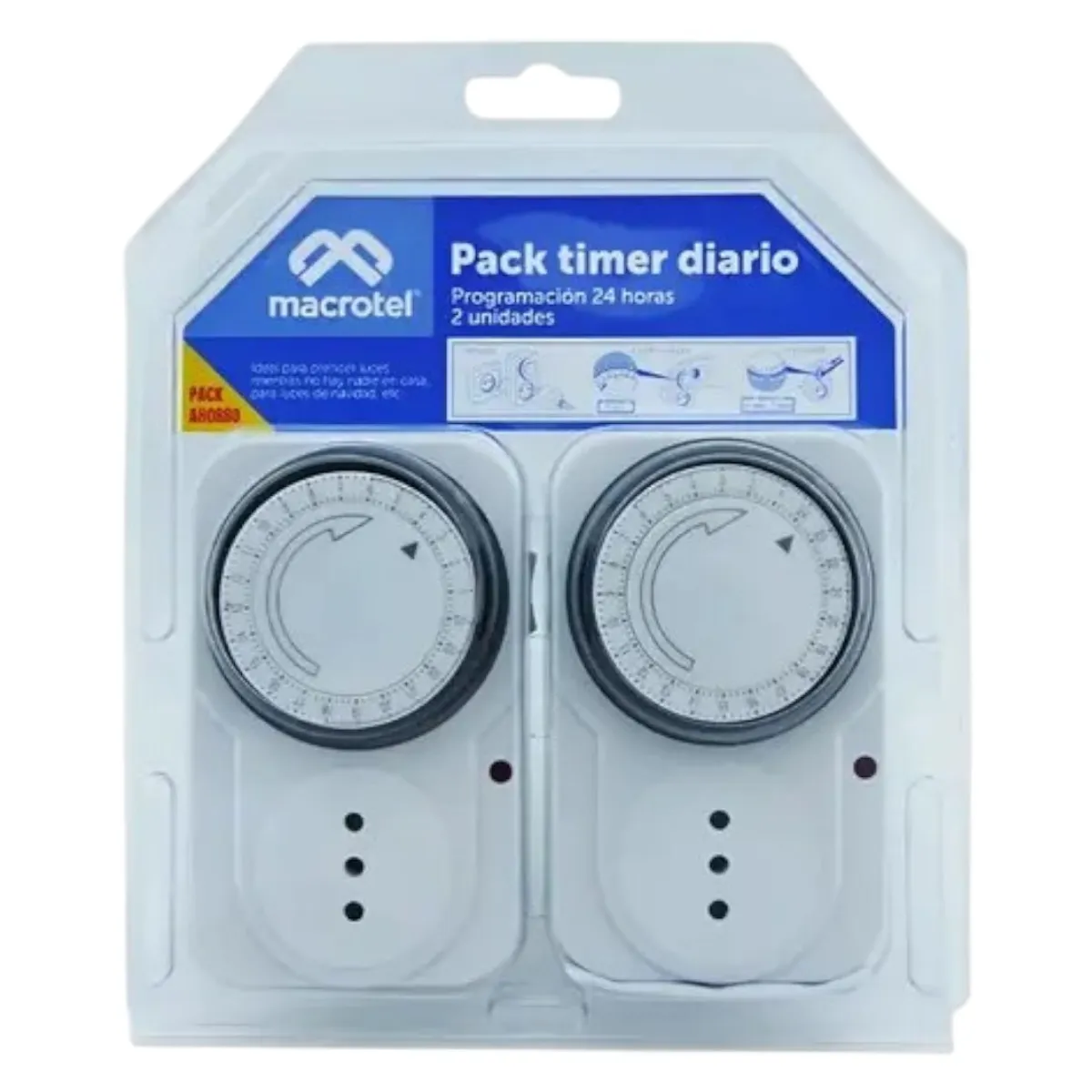 MACROTEL - Temporizador Eléctrico Pack 2 Timer Diario House Safe Macrotel