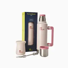 ZOLA OUTDOORS - Set de Mate Vaso + Bombilla + Termo 1300Ml ROSA