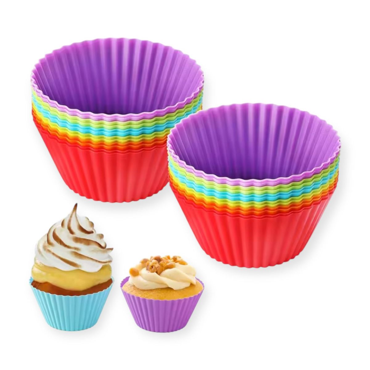 GENERICO - Moldes de Silicona x12 Capacillos Cupcakes Reutilizables
