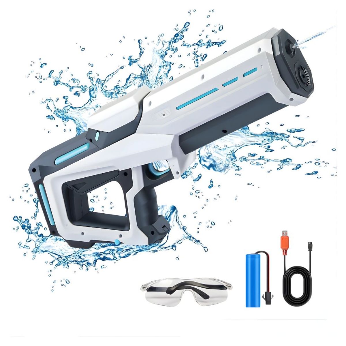 NOVYSTOR - Pistola de Agua Inalámbrica Recargable con Batería y Lentes