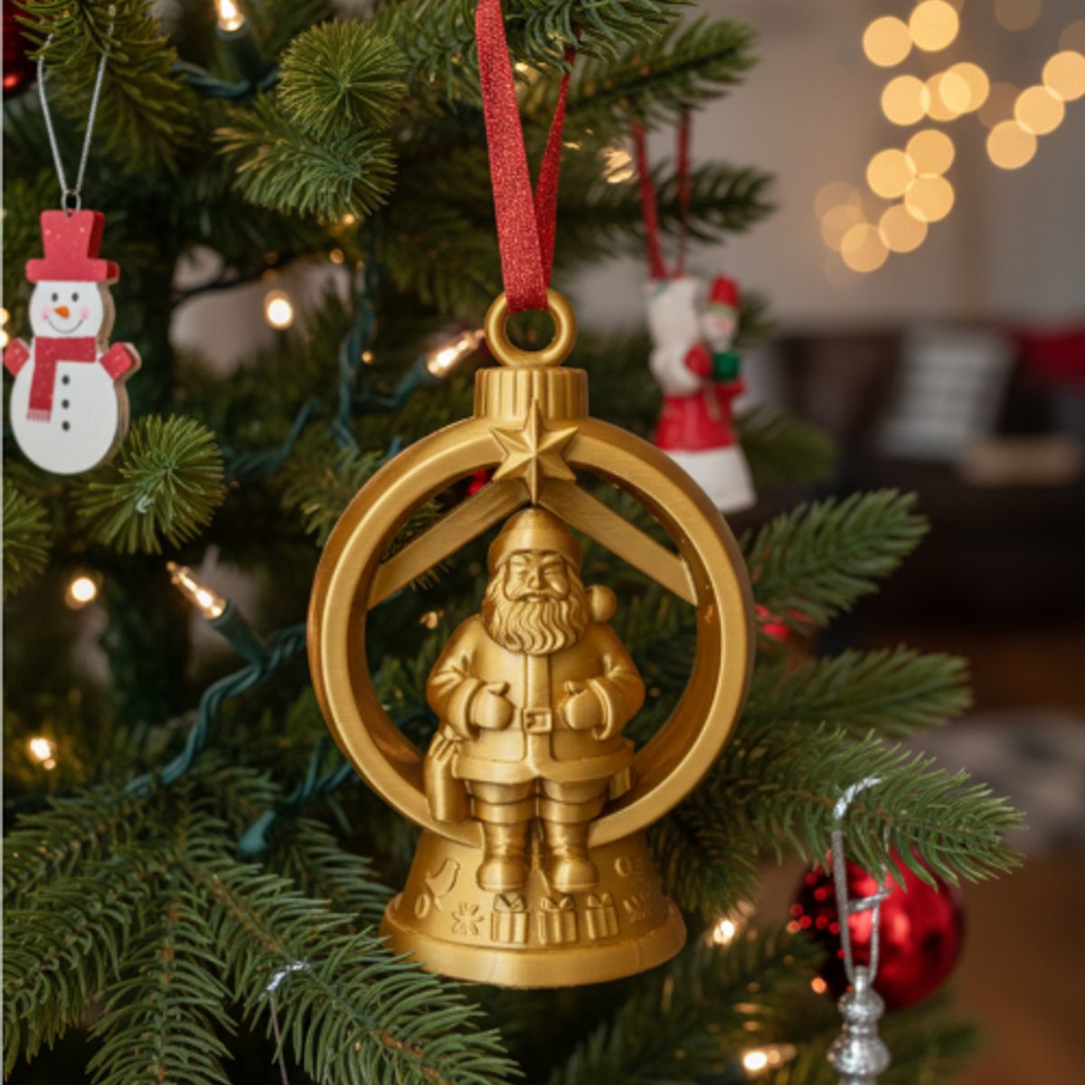 GENERICO - Adorno para el Árbol de Navidad- Papá Noel Dorado