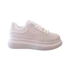 HERIEL - Zapatilla Blanca Brillos Mujer