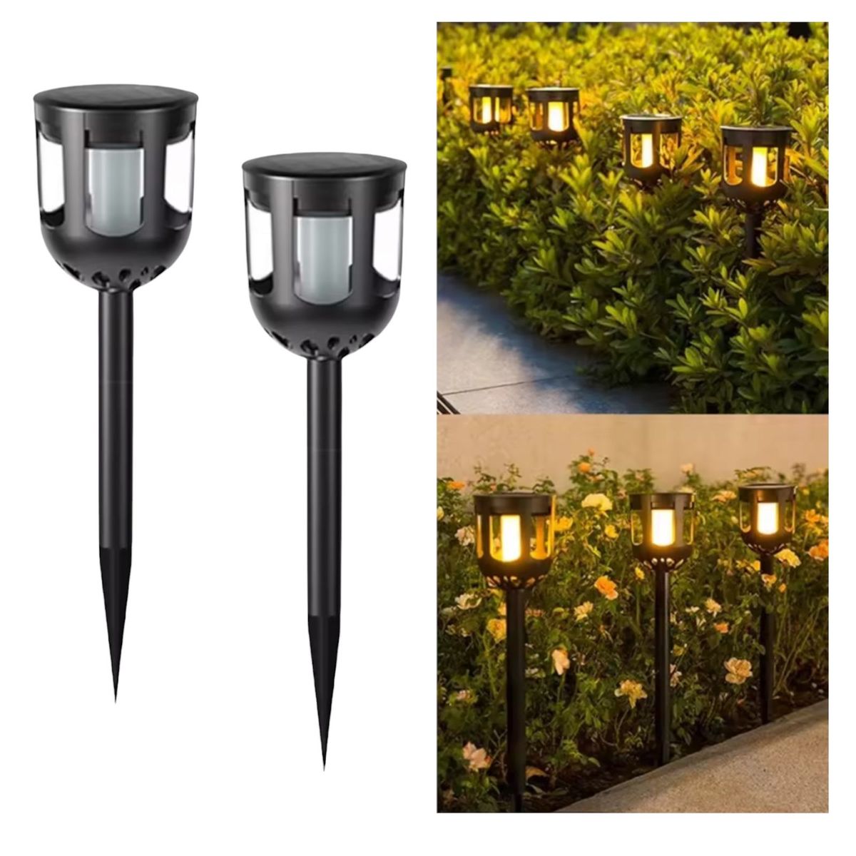 GENERICO - Estaca Solar X2 Exterior Para Jardin Lampara Antorcha