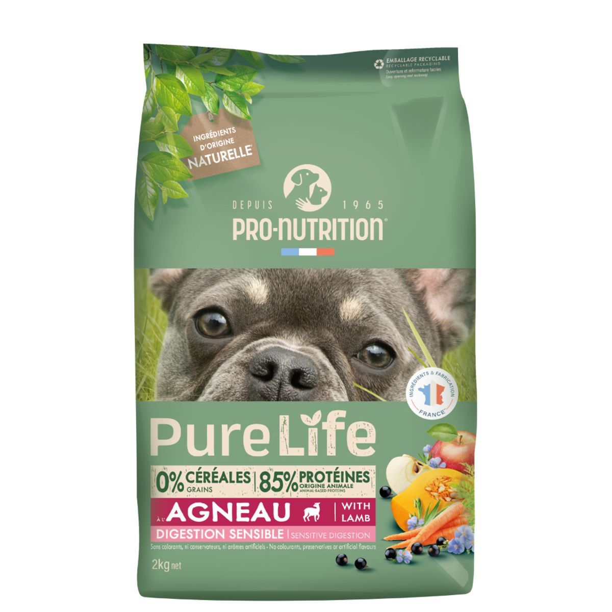 PRO NUTRITION FLATAZOR - Alimento Pure Life Hipoalergenico Cordero Perro 2kg