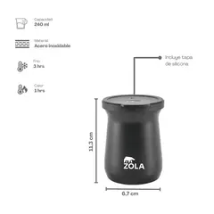 ZOLA OUTDOORS - Set de Mate Vaso + Bombilla Negro