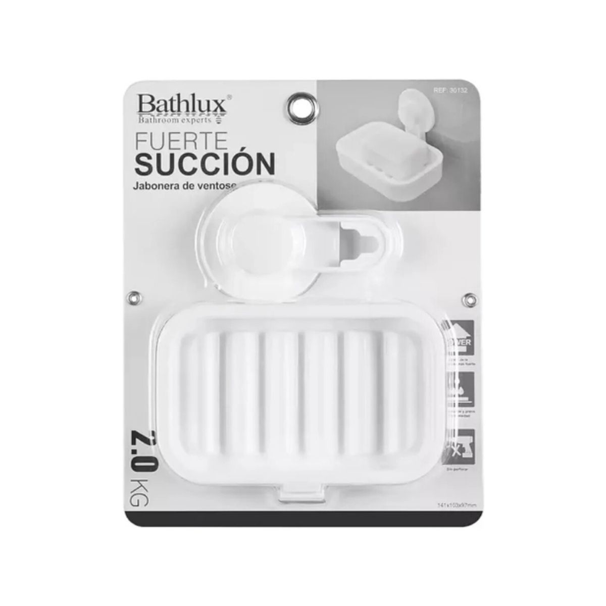 BATHLUX - Jabonera Bathlux con Ventosa Fuerte Succión 2KG Antideslizante Para Baño