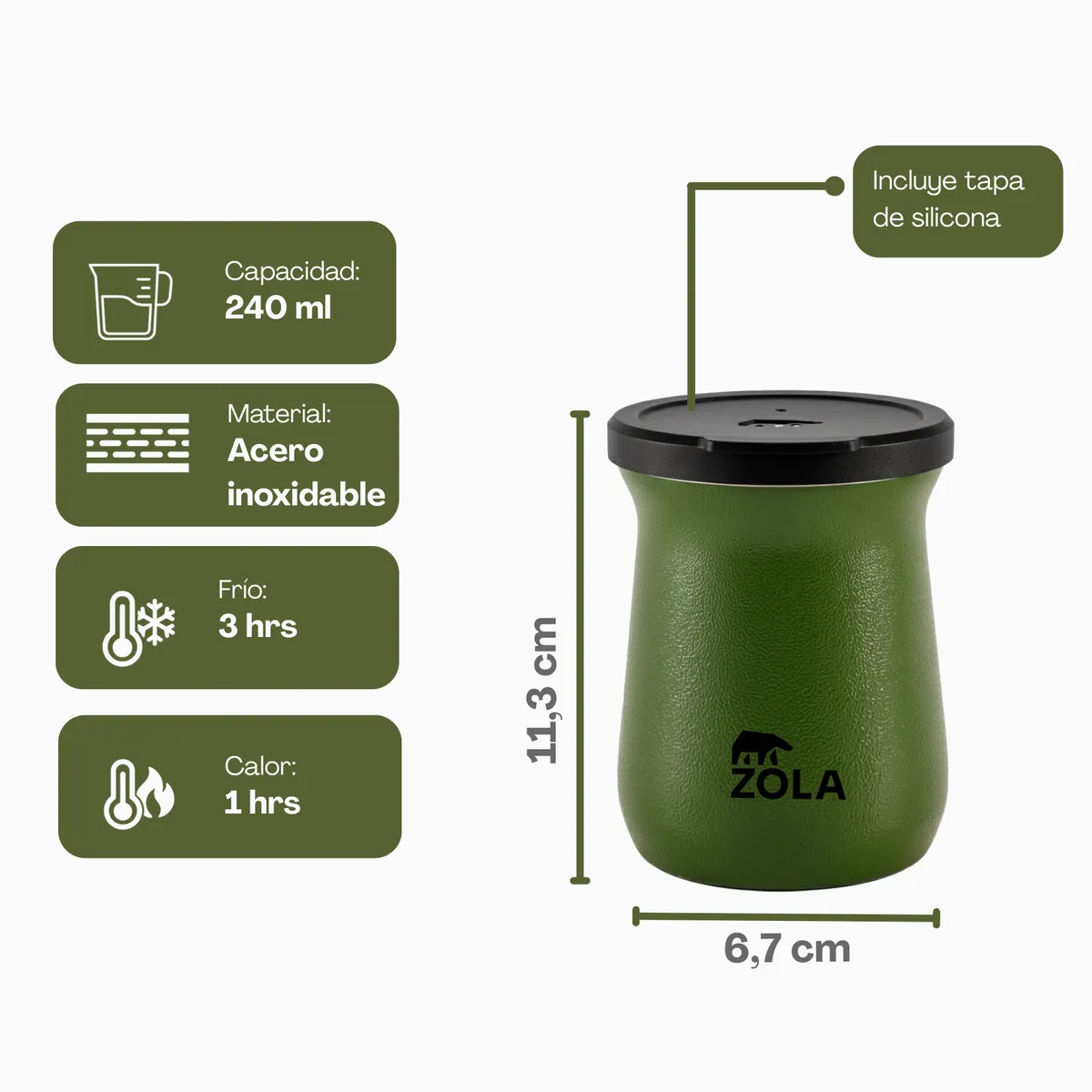 ZOLA OUTDOORS - Set de Mate Vaso + Bombilla Zola Outdoors Verde