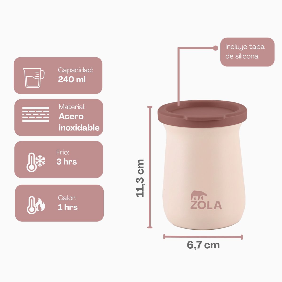 ZOLA OUTDOORS - Set de Mate Vaso + Bombilla Zola Outdoors ROSA
