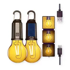 GENERICO - Ampolleta Recargable Usb y Solar Pack x3 Luz Calida Camping Exterior
