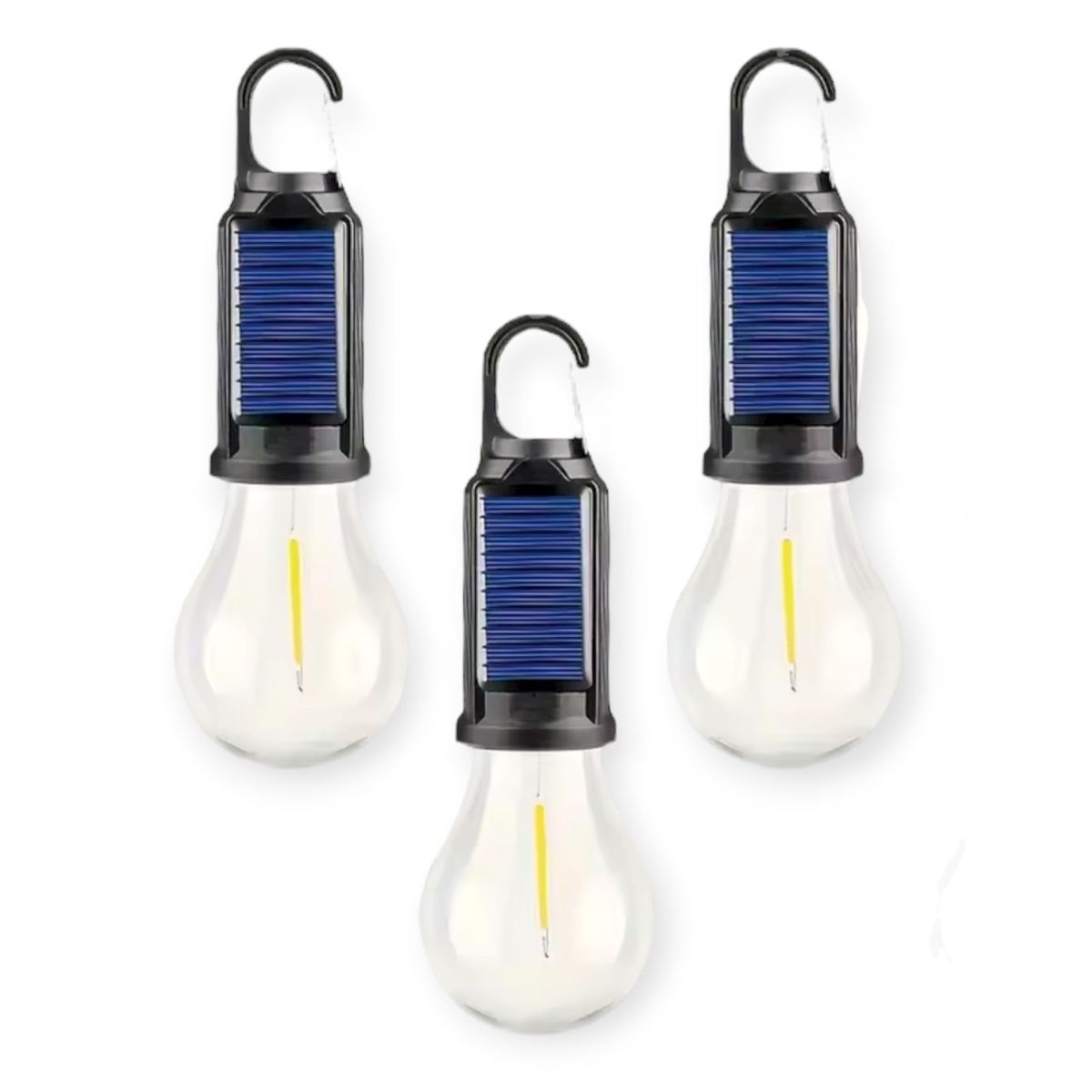 GENERICO - Ampolleta Recargable Usb y Solar Pack x3 Luz Calida Camping Exterior