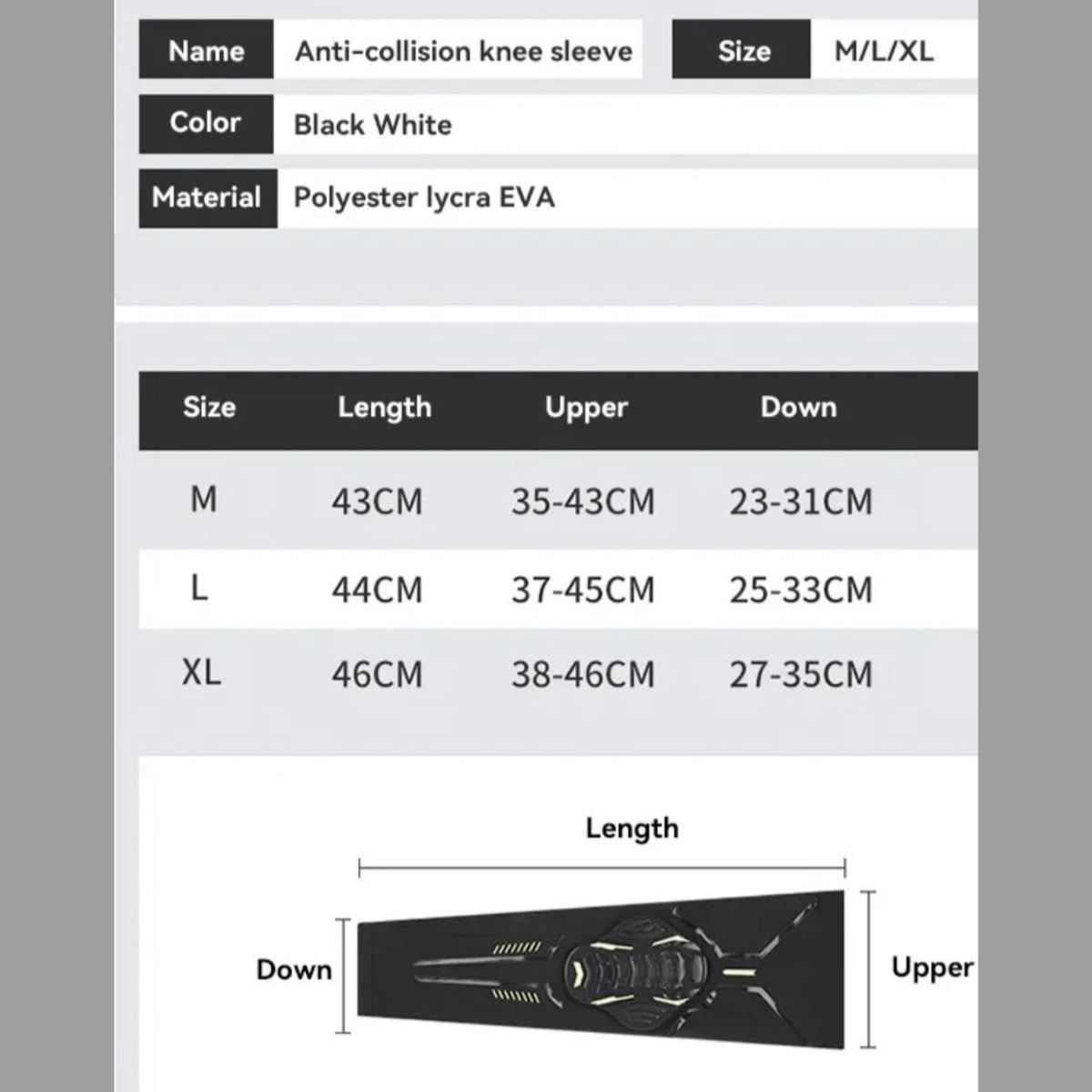 GENERICO - Rodillera Deportiva Antigolpes con Compresión y Zona de Impacto Reforzada