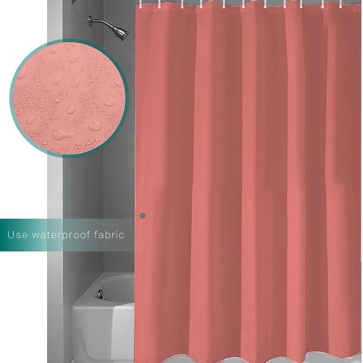 CARIBEE - Cortina Ducha Baño 180x180 Elegante Rosada Coral