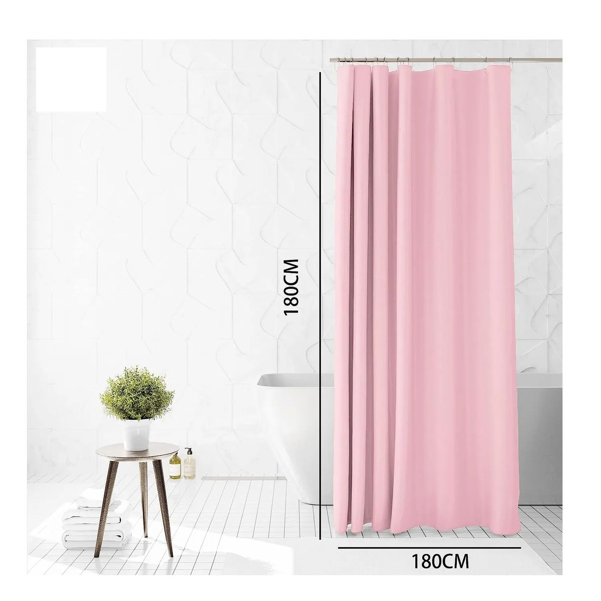 CARIBEE - Cortina Ducha Baño 180x180 Elegante Rosada