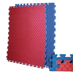 PWRFITNESS - Tatami EVA Reversible 1×1 m (40 mm) – Ultra Impacto Azul/Rojo
