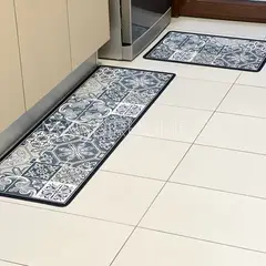 MANDIRHOME - Set Alfombras de Cocina Antideslizantes y Absorbentes Verde Oliva Mandir Home