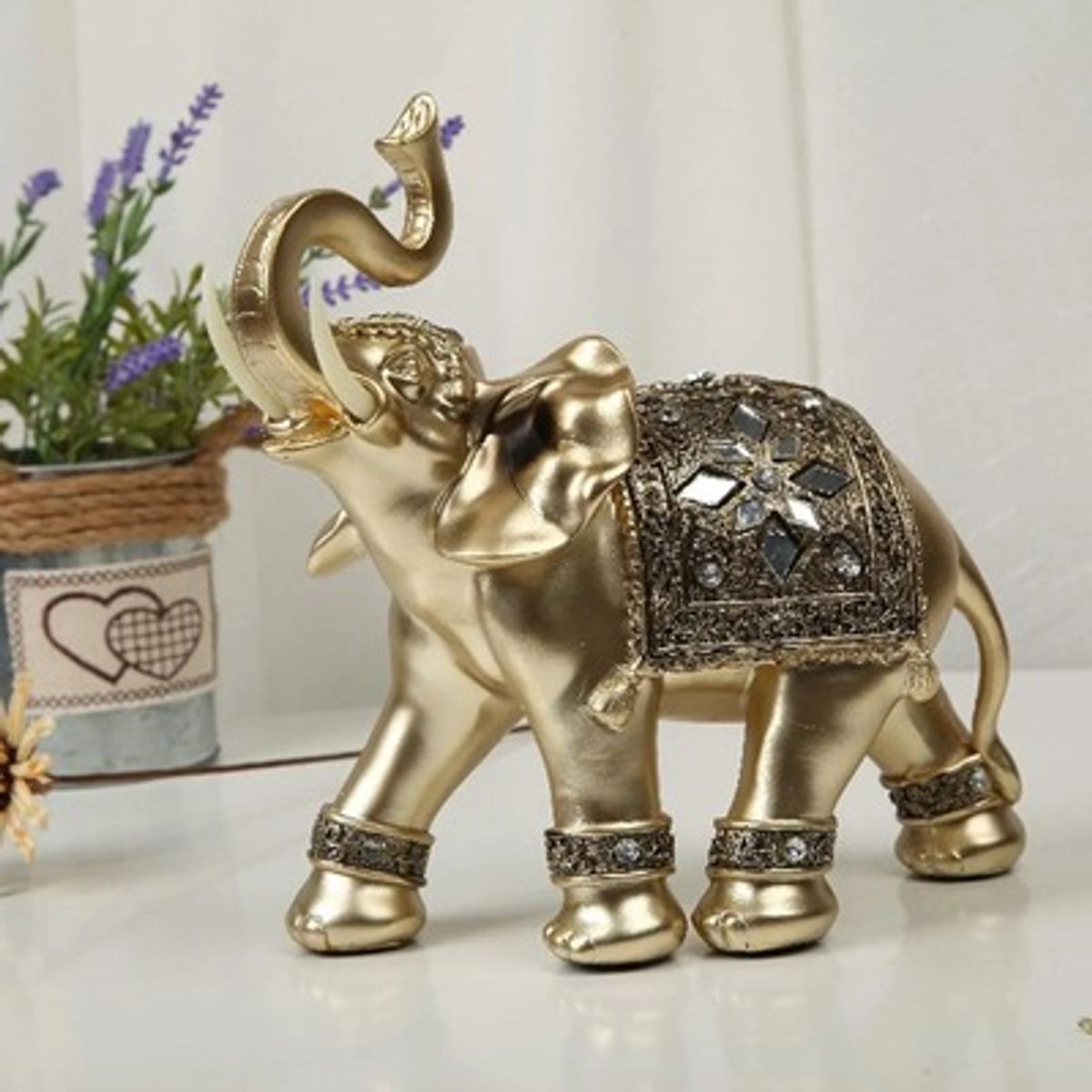 MOVI - ELEFANTE DECORATIVO DORADO DE 15 CMS X 15 CMS