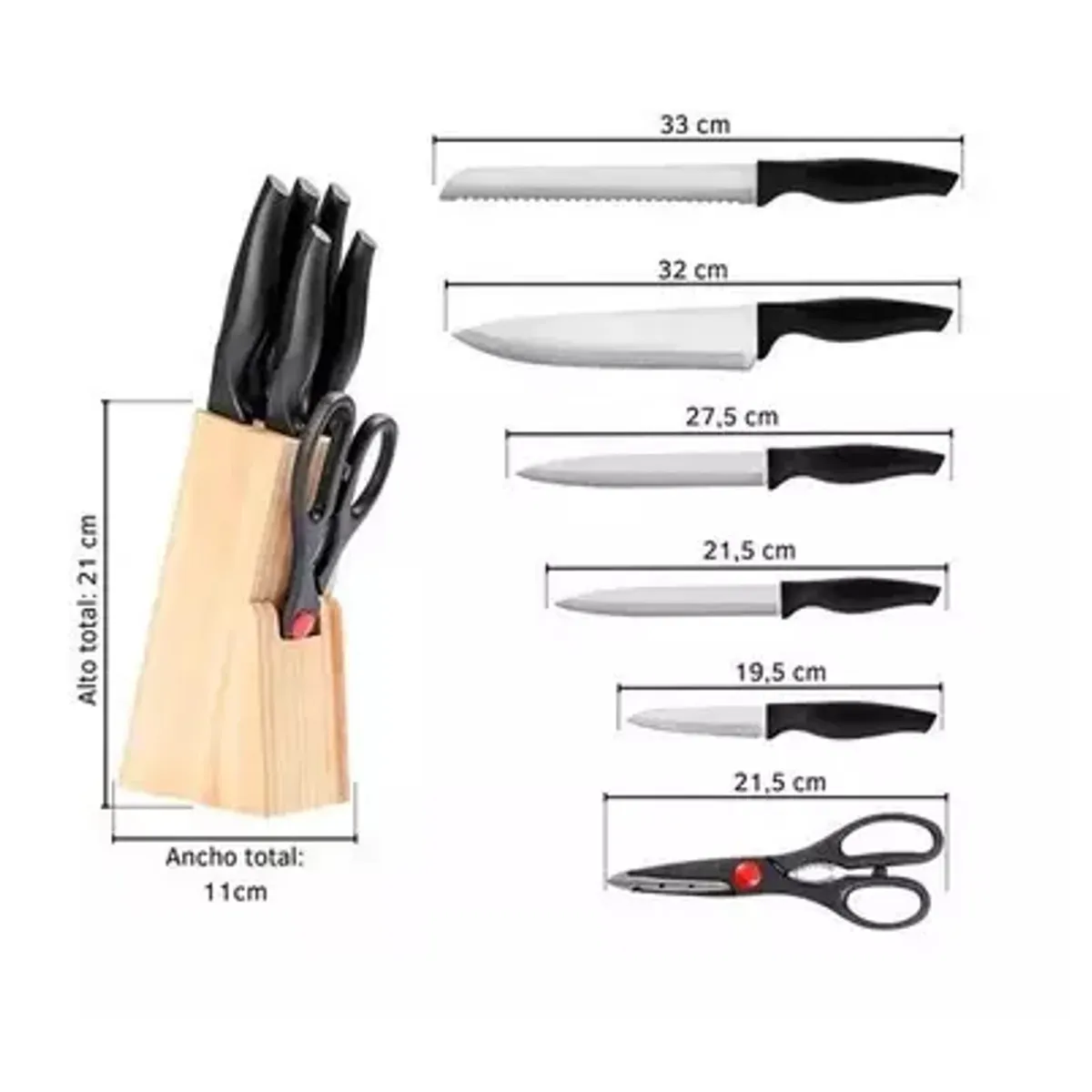 BRINOX - Set de 7 Piezas Cuchillos Acero Inoxidable Brinox