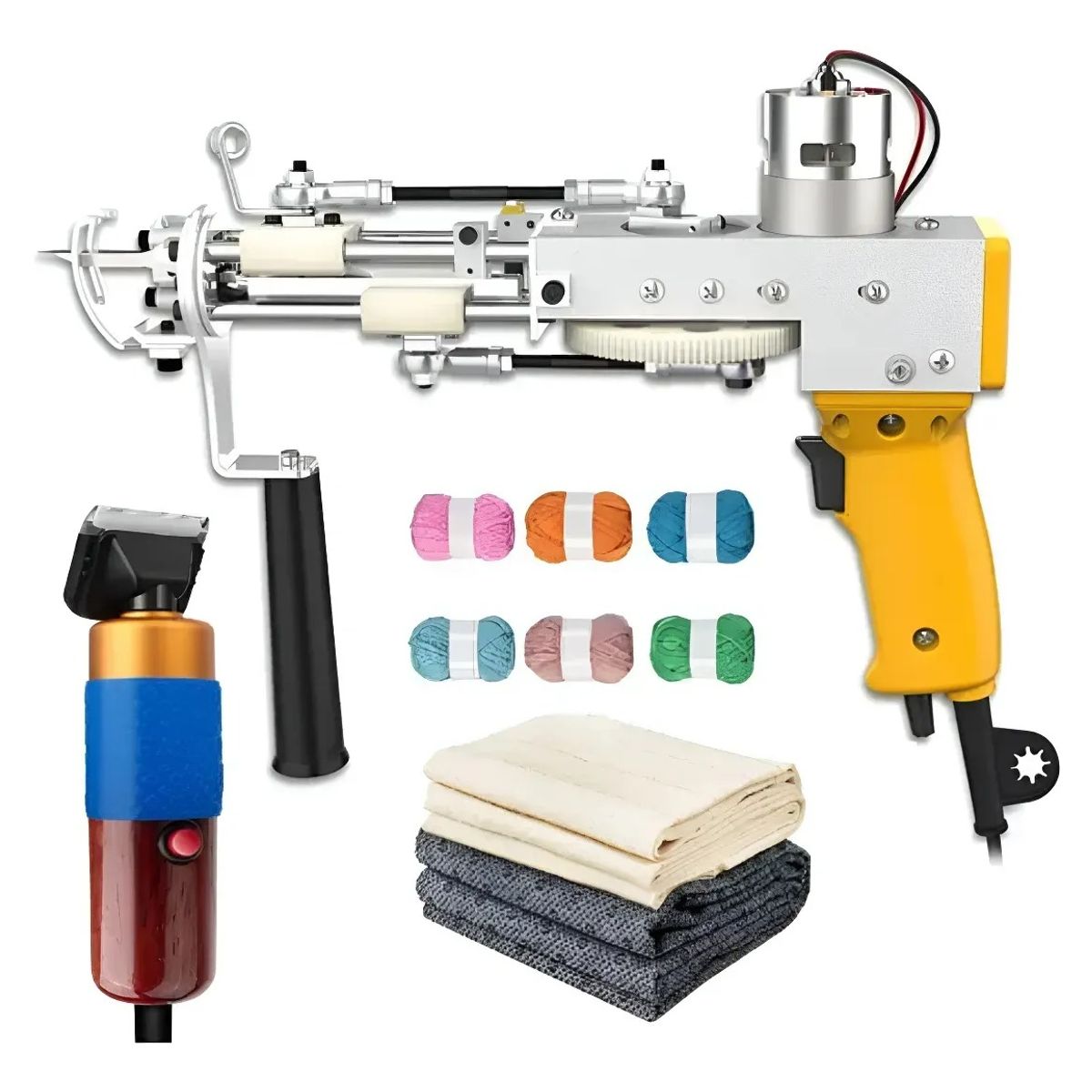 GENERICO - Kit Maquina Tufting + Esquiladora + Tela Base + Lanas